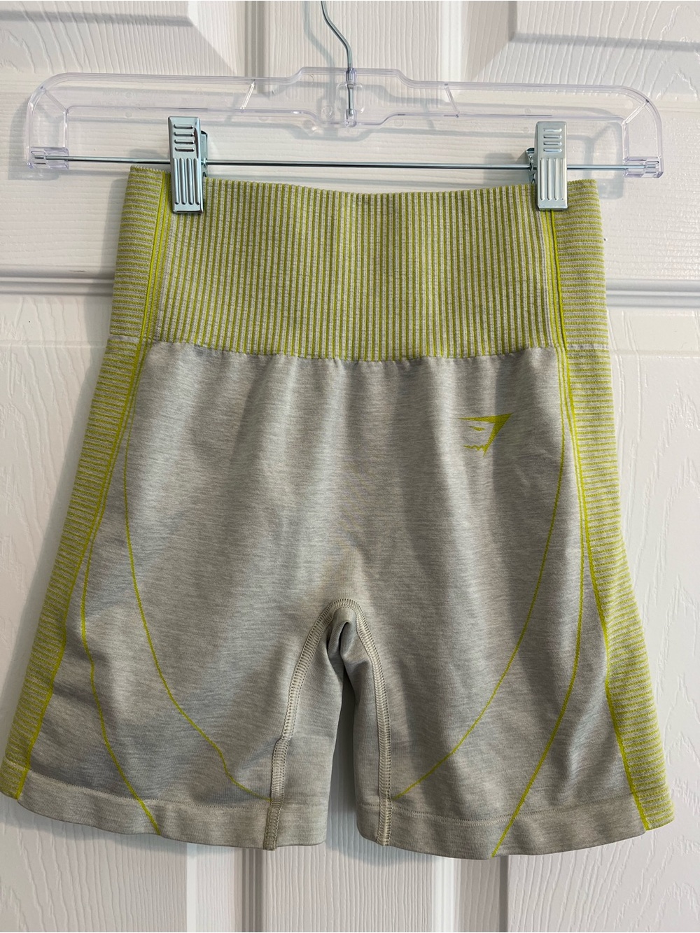 Gymshark Women’s Grey and Lime High-Waist Shorts